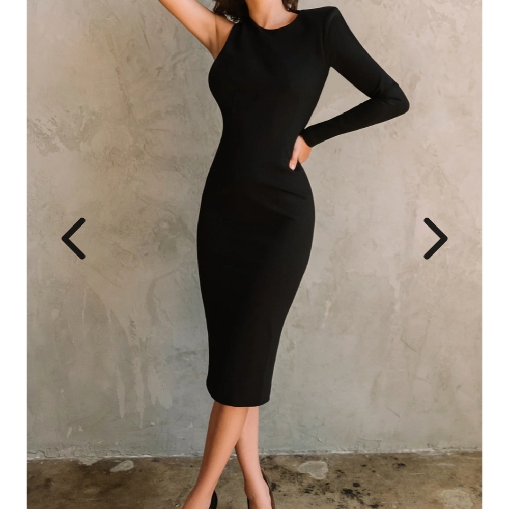 Aliava-Elvia One Sleeve MIDI dress - Picture 3 of 5